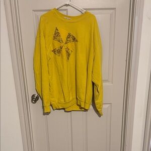 Yellow Women's Crewneck Sweatshirt with Graphic Detail